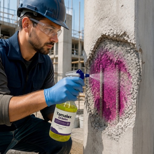 Aplicação do Yamalux Carbotec em uma estrutura de concreto